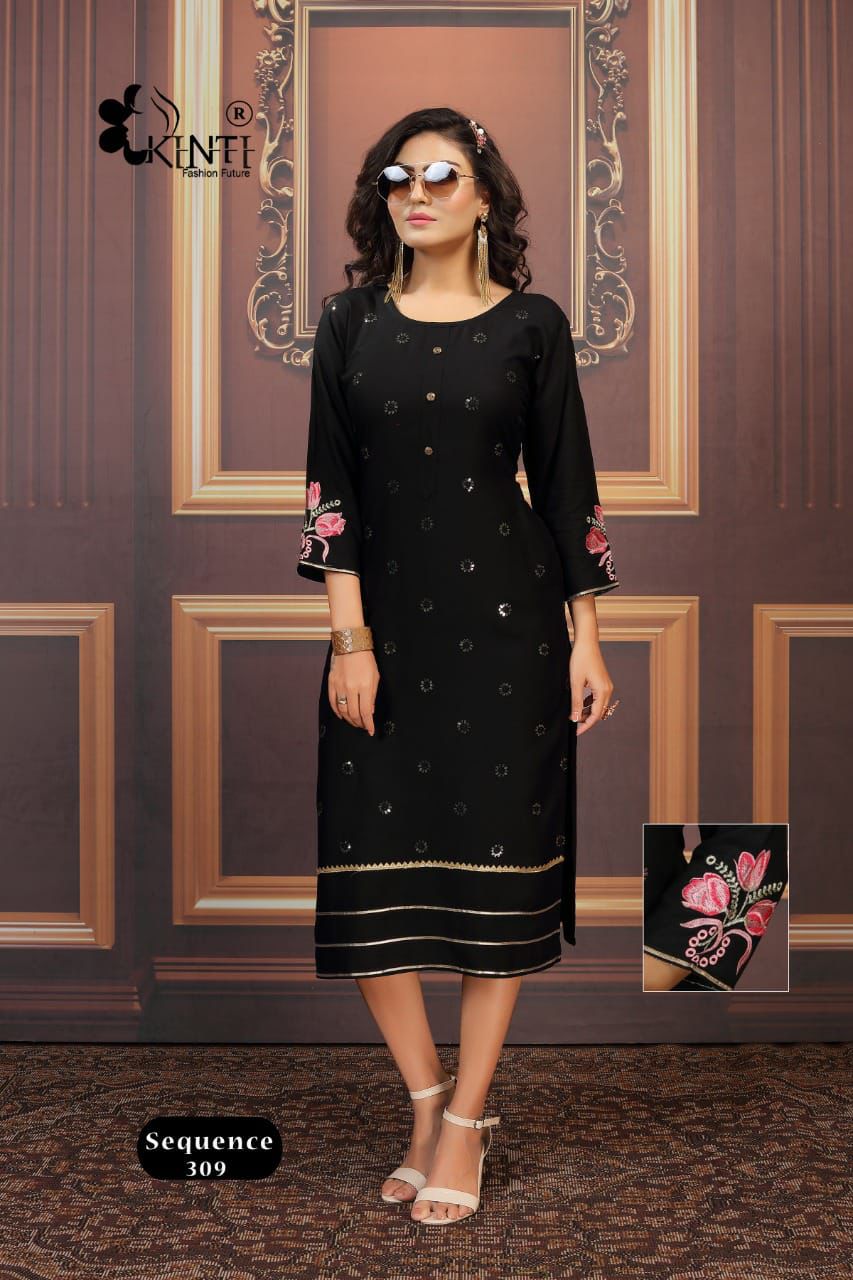 Kinti Equal 3 Ethnic Wear Sequence Embroidery Latest Kurti Collection